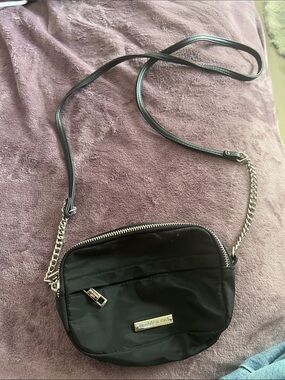 Madden Girl Black Crossbody with Silver Chain Detail